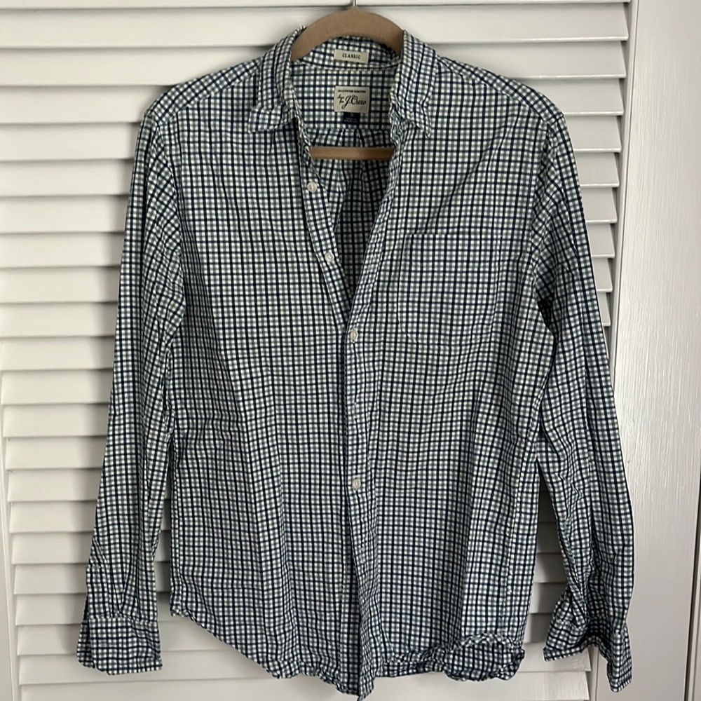 J Crew Classic Gingham Plaid Button Down Shirt sz S